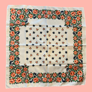 Vintage Baar & Beards Designer Square Scarf, Retro Neckerchief Floral Made Italy